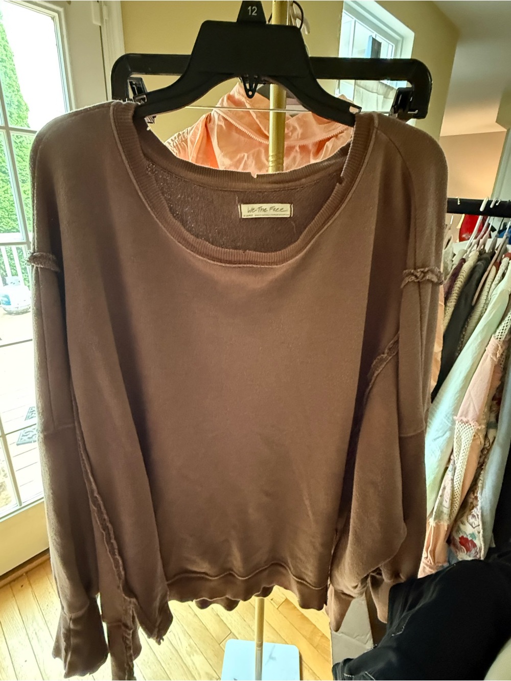 We The Free washed Chocolate Brown Raw-Edge Oversized Camden